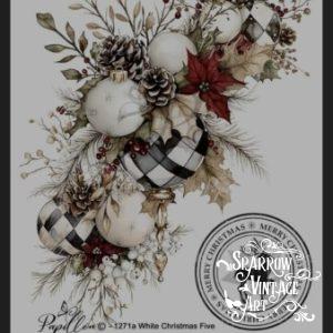 1271a White Christmas Five - Rub on Image Transfer